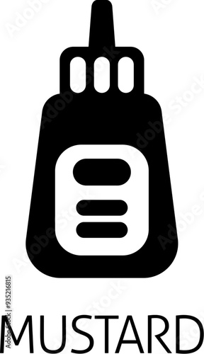 Ketchup or mustard sauce bottle food stylised icon concept. Possibly an icon for the mustard allergen or allergy.