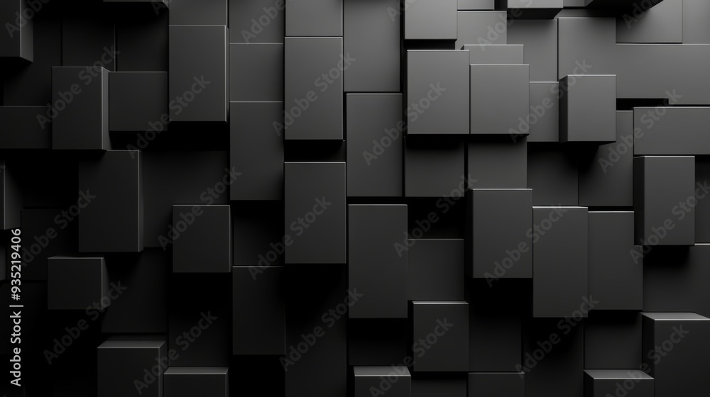 Abstract background of black 3D cubes. Abstract background of black 3D cubes.