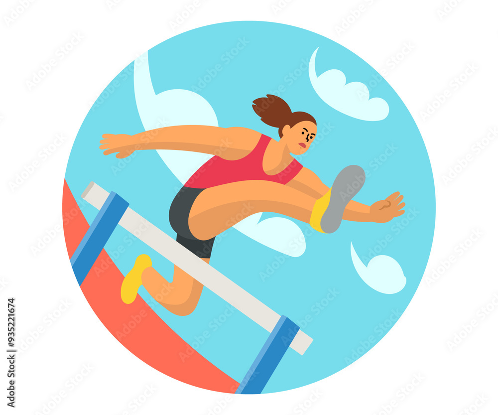 Athletes flying hurdles in athletics. Athletes flying hurdles in athletics.