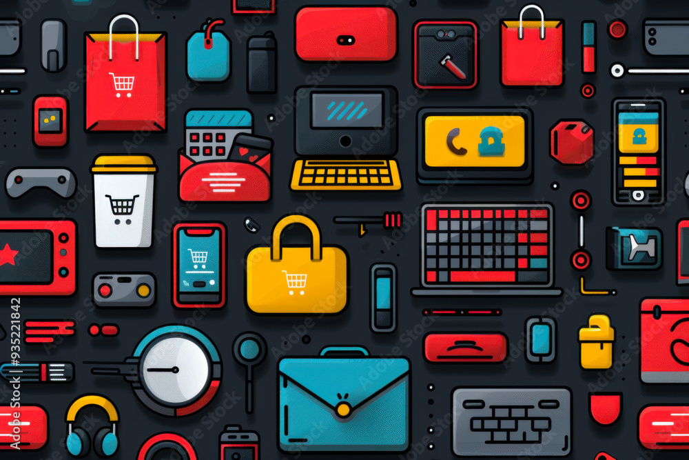 online ecommerce icon pattern, shopify online ecommerce icon pattern, shopify