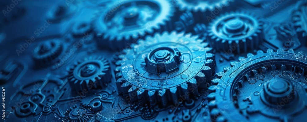 Close-up of blue gears and cogs in a mechanical assembly, representing engineering, industry, and technology concepts. Close-up of blue gears and cogs in a mechanical assembly, representing engineering, industry, and technology concepts.
