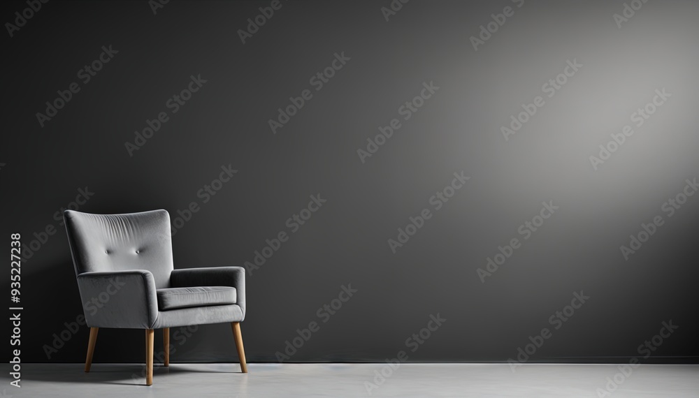 A Gray Themed Photo Studio Interior Background with Curtains and Furniture - Landscape A Gray Themed Photo Studio Interior Background with Curtains and Furniture - Landscape