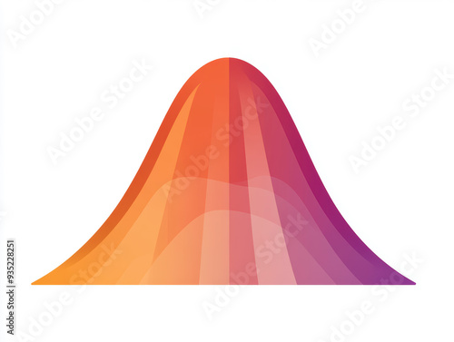 A vibrant, layered normal distribution curve in warm gradient colors, ideal for illustrating statistical concepts and probability theory in educational contexts 