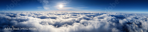 panoramic view from above the clouds in the sky as a motivation concept