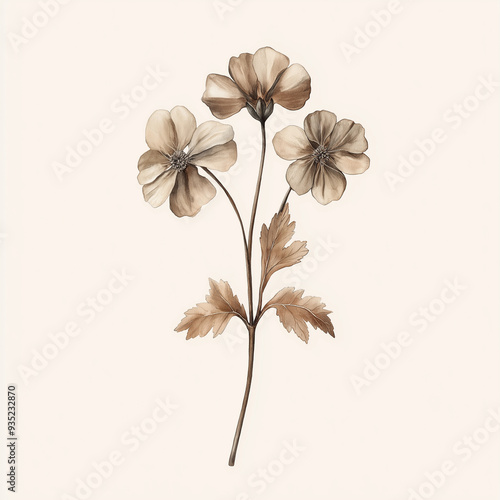hand draw watercolor realistic bouquet fall flower, white background illustration, light brown and white, muted colors,fall colors flowers