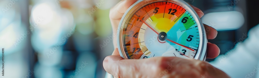 Male hand holding customer emotions satisfaction meter. Male hand holding customer emotions satisfaction meter.