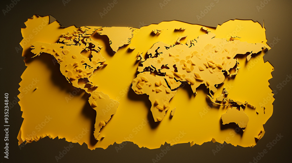 Obraz premium paper crafting style world map