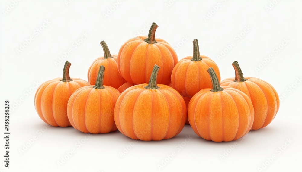 Pumpkins Stacked for Fall Decoration on a Clean White Background with Minimalist Style Pumpkins Stacked for Fall Decoration on a Clean White Background with Minimalist Style
