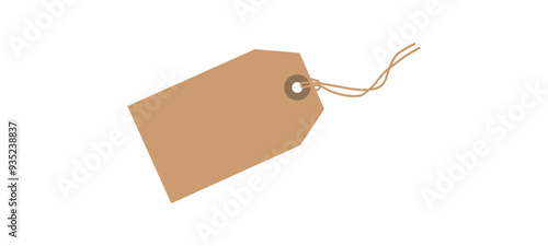 Tag Craft paper tag with twine isolated on white background. GET EXTRA 20 OFF percent text on a brown tag on a white paper background. Vector 