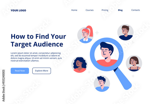 Target customers. A target audience for advertising, or job vacancy. Trendy vector flat illustration for landing page, banner, or promo.