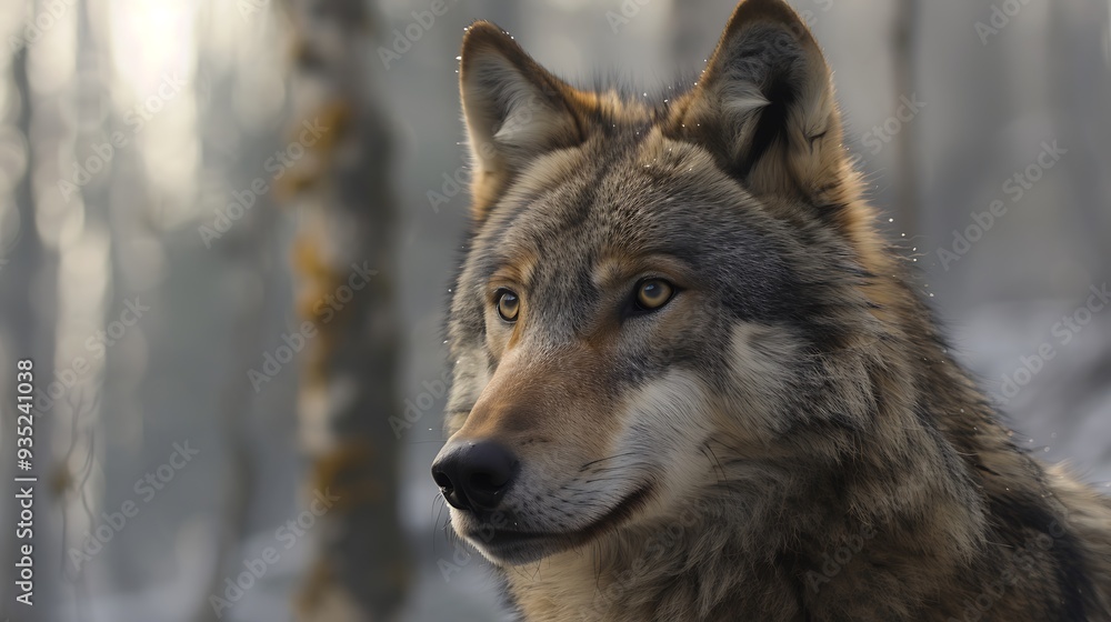 Fototapeta premium Grey canino vertebrate canis lupus wolf fur carnivores animal predator