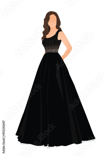 woman in black dress fashion
