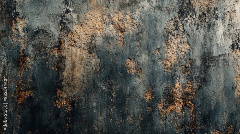 Obraz premium Textured Abstract Wall Showing Aging and Weathered Surface with Black, Brown, and Gray Hues