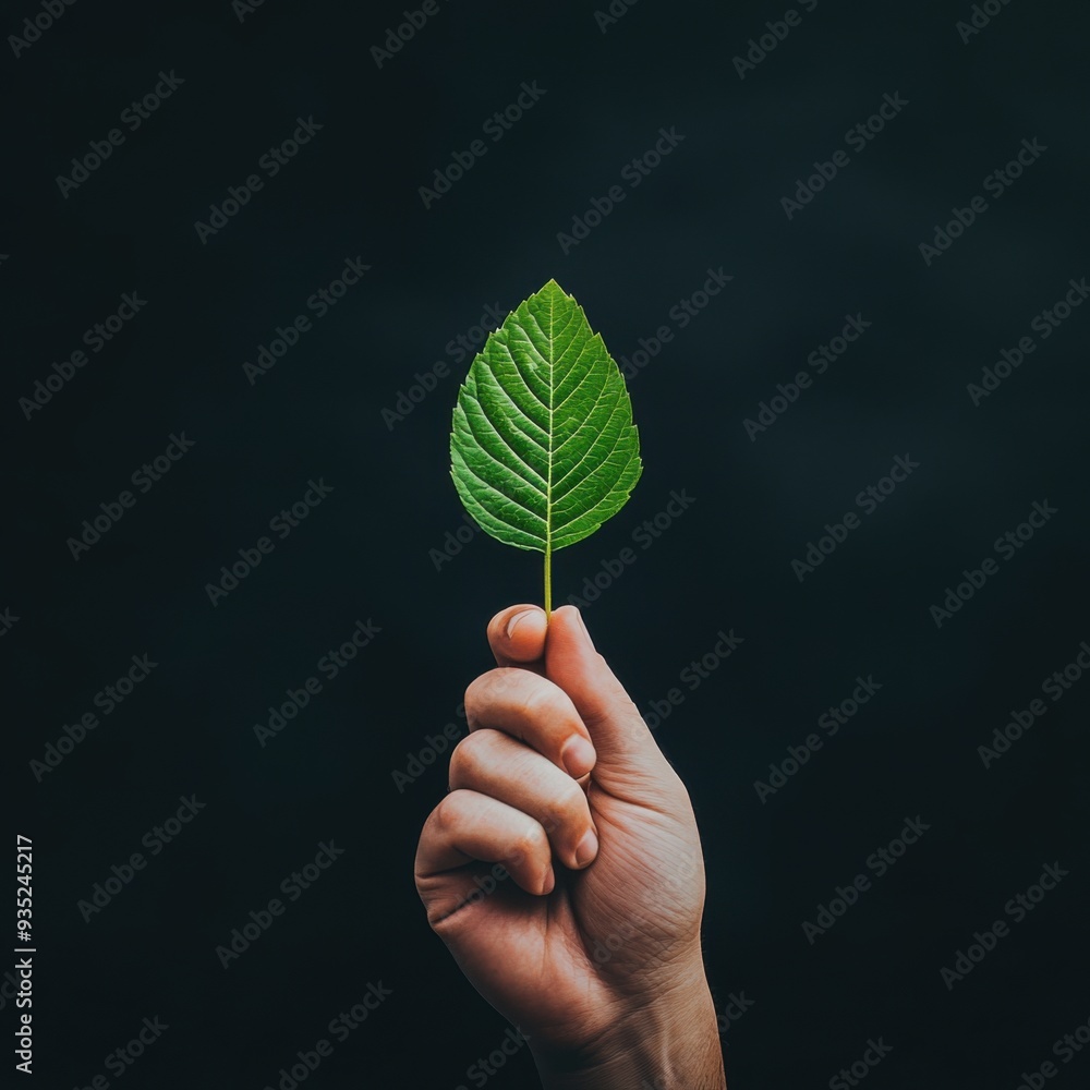 Embracing Nature: Hand Holding Fresh Green Leaf - Wellness and Connection Symbol Embracing Nature: Hand Holding Fresh Green Leaf - Wellness and Connection Symbol