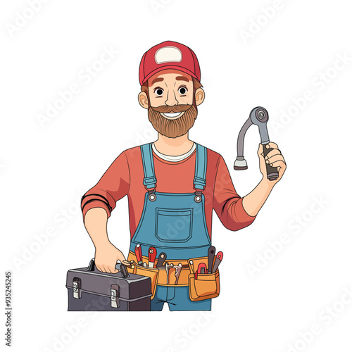 Plumber man with tools vector illustration design