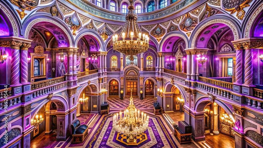 luxurious grand Byzantine Purple colors dramatic high angle lavish ornate majestic opulence luxurious grand Byzantine Purple colors dramatic high angle lavish ornate majestic opulence