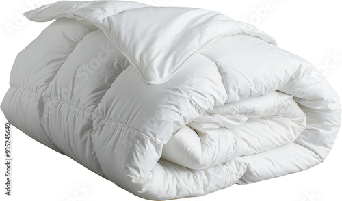 White comforter rolled up