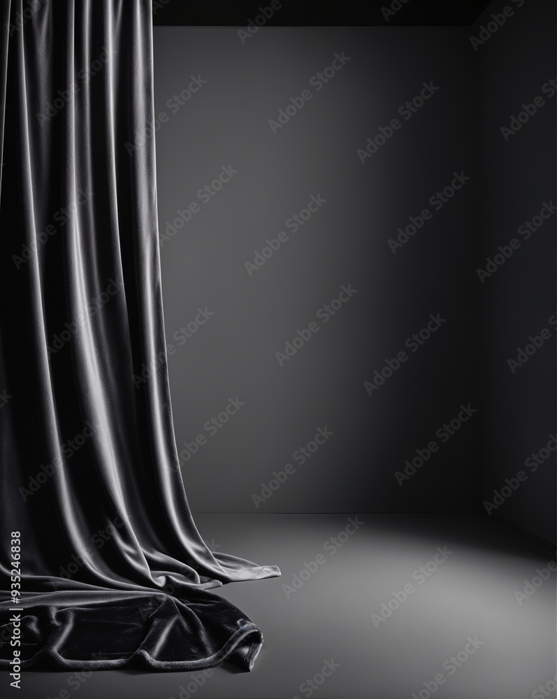 A Gray Themed Photo Studio Interior Background with Curtains and Furniture - Short Portrait A Gray Themed Photo Studio Interior Background with Curtains and Furniture - Short Portrait