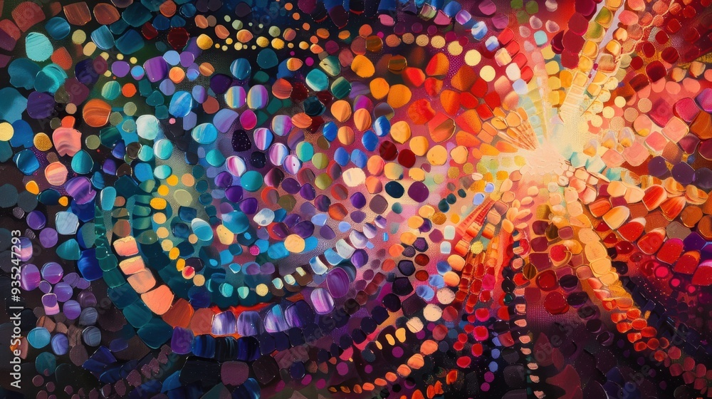 A vibrant abstract illustration featuring colorful paint splatters and circular shapes, creating a dynamic and artistic wallpaper background A vibrant abstract illustration featuring colorful paint splatters and circular shapes, creating a dynamic and artistic wallpaper background