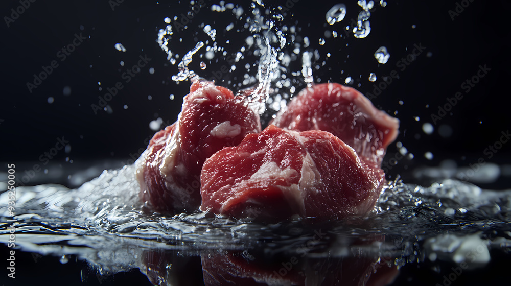 Fototapeta premium Raw beef with splash