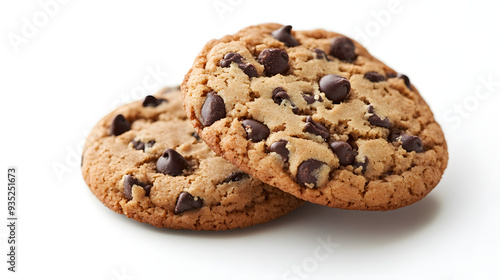 A stack of delicious homemade chocolate chip cookies isolated on a white background”