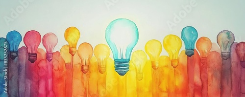 Wallpaper Mural Business vision, forward-thinking leadership, innovative ideas, bright white light, watercolor style Torontodigital.ca