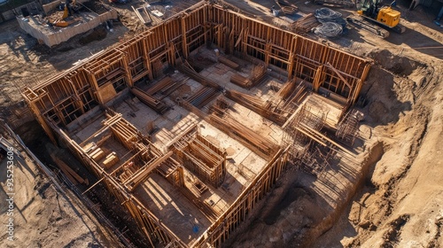 Aerial View of a Foundation Under Construction