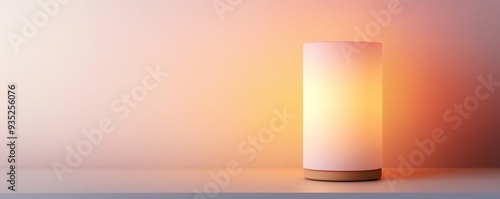 Bedside lamp, warm light glow, on soft pastel background, 3D illustration