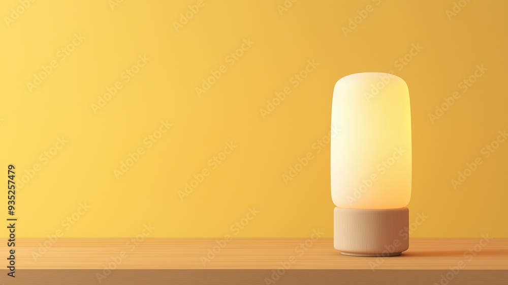 LED lamp, bedside version, on soft yellow background, 3D illustration LED lamp, bedside version, on soft yellow background, 3D illustration