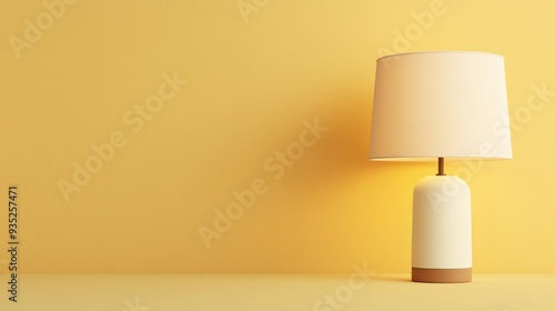LED lamp, bedside version, on soft yellow background, 3D illustration