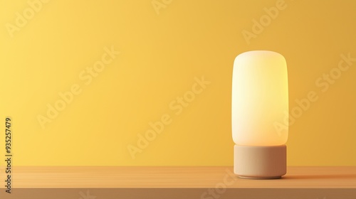 LED lamp, bedside version, on soft yellow background, 3D illustration