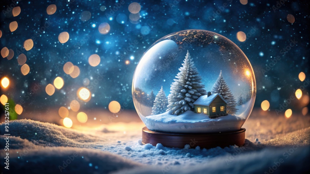 Snow globe with winter scene at night in the snow , winter, snow, globe, night, , cold, holiday, festive, Christmas Snow globe with winter scene at night in the snow , winter, snow, globe, night, , cold, holiday, festive, Christmas