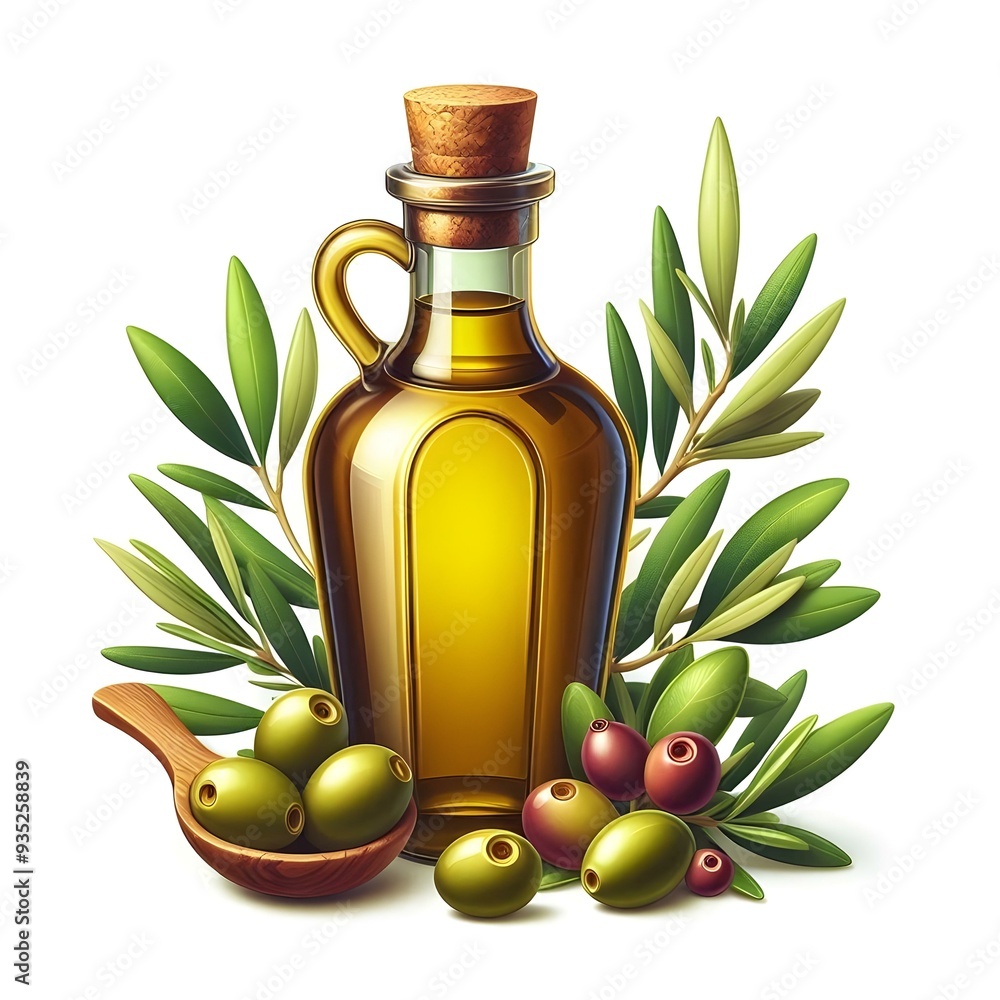 bottle of oil and olives bottle of oil and olives