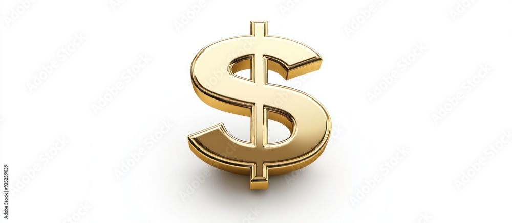 Golden Dollar Sign Symbol on White Background Golden Dollar Sign Symbol on White Background