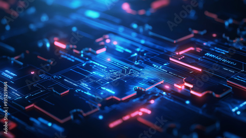 API integration represented by interlocking digital puzzle pieces, illuminated against a high-tech, abstract backdrop with flowing data lines