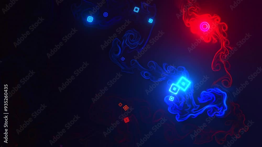 Glowing fluids and particles animation on a black background Glowing fluids and particles animation on a black background