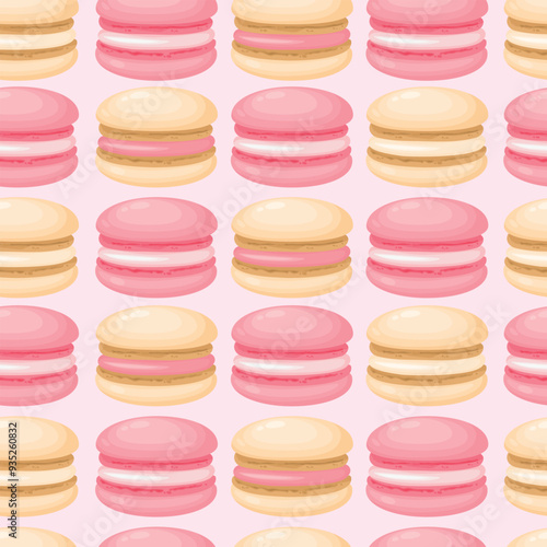 Seamless vector patterns with macaroons. Concept of sweets and dessert. Element for your design. For wrapping paper, prints, etc.