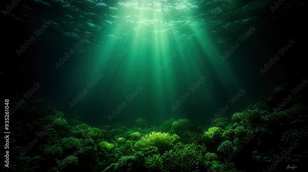 Fototapeta premium A Dreamy Underwater Realm Where Coral Reefs Hum With Soft, Ambient Tones