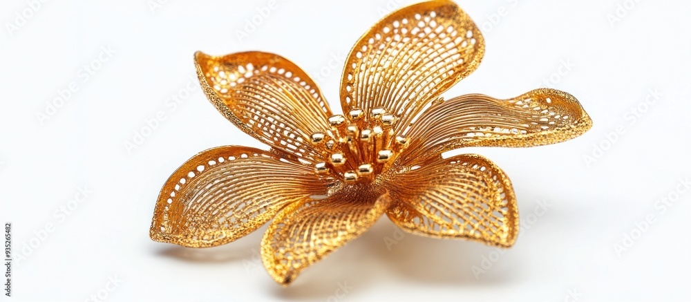 Naklejka premium Golden Filigree Flower Brooch