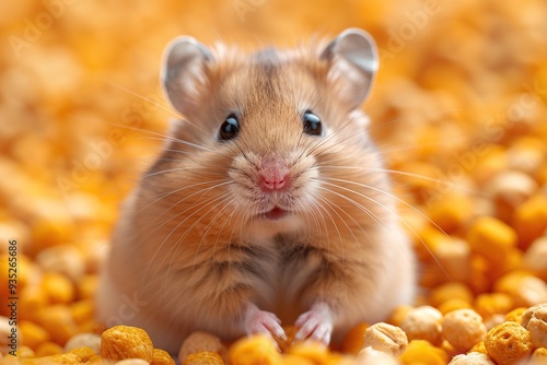 Cute Hamster in a Pile of Grain