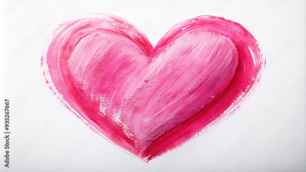 Pink heart painting on a white background for Saint Valentine's day postcard, heart, pink, love, romantic Pink heart painting on a white background for Saint Valentine's day postcard, heart, pink, love, romantic