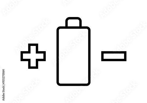Icono negro de batería con polo positivo y negativo