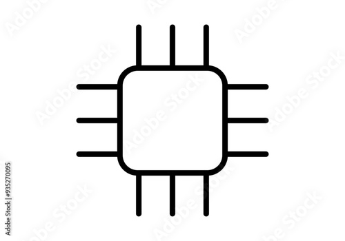 Icono negro de chip de procesador