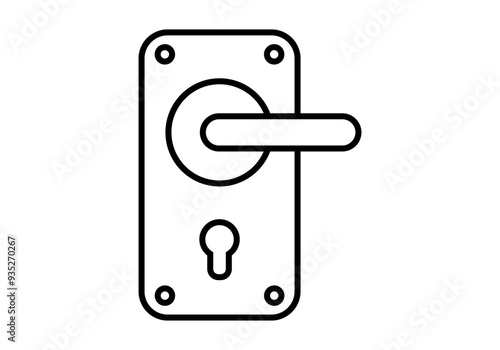 Icono negro de picaporte con cerradura