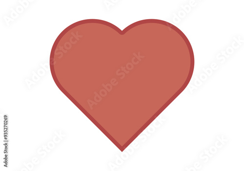 Corazón rojo con trazado rojo oscuro