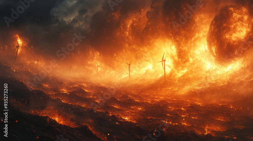 Wind turbines spinning gracefully, harnessing the power of the wind.