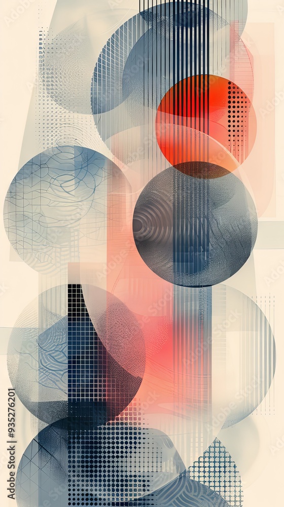 Fototapeta premium Understated geometric patterns in soft colors with a clear central area for text