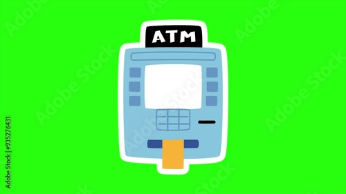 ATM animation on green screen photo