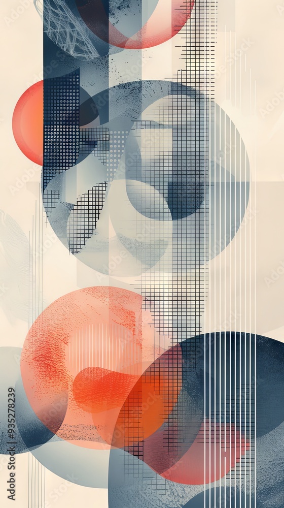 Fototapeta premium Understated geometric patterns in soft colors with a clear central area for text