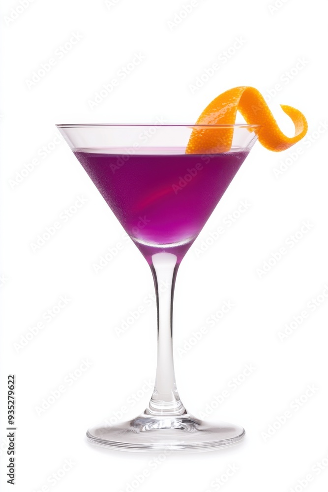 Vibrant purple cocktail garnished with a twist of orange peel, perfect for summer parties and elegant gatherings. Vibrant purple cocktail garnished with a twist of orange peel, perfect for summer parties and elegant gatherings.